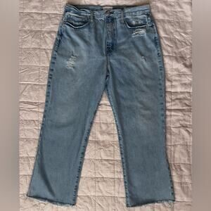 FRAME Womens 31 Le Jane Crop Straight Leg High Rise Denim Jeans Temecula Rips